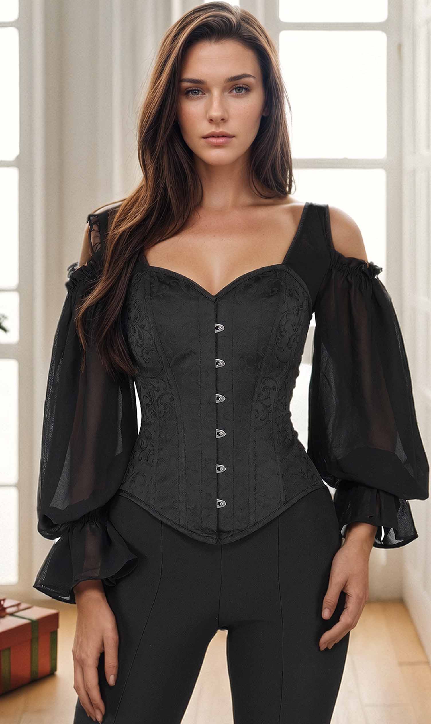 Amazon.com: SOLY HUX Women's Lace up Boned Overbust Corset Tube Top Zipper  Waist Cincher Bustier Bodyshaper Tops: Clothing, Shoes & Jewelry