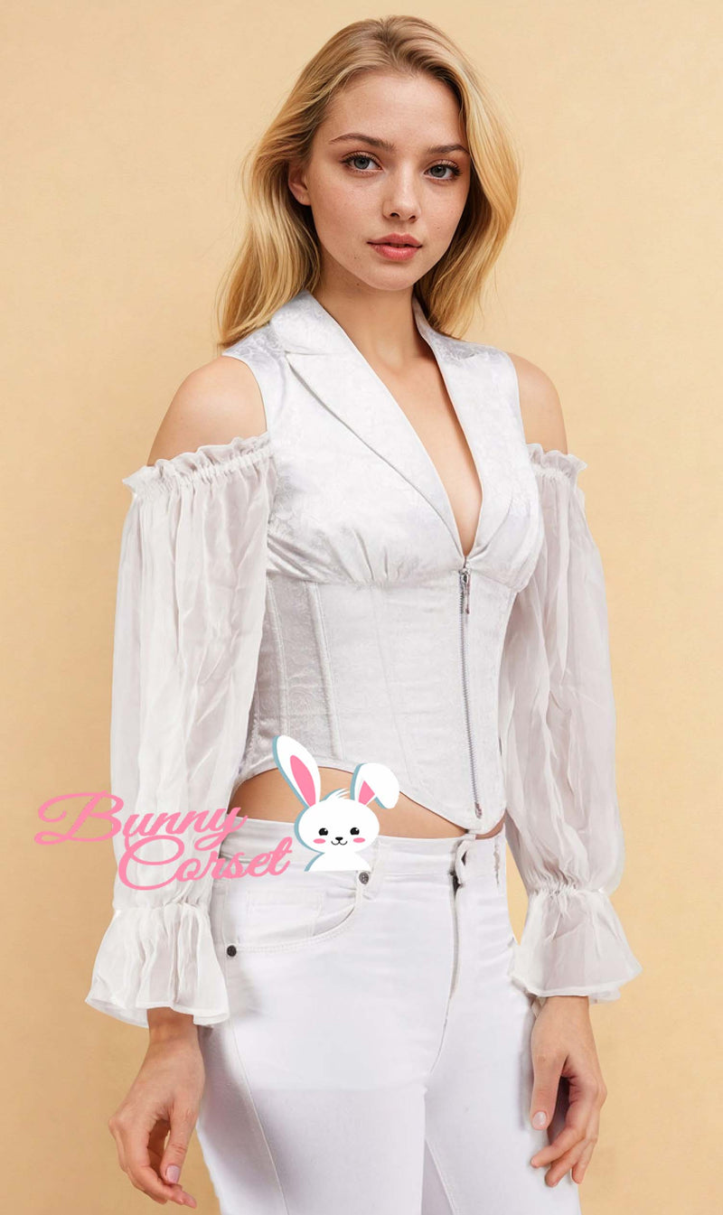 Lydia White Brocade Corset