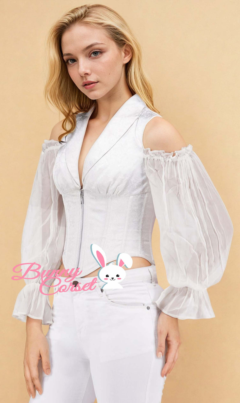 Lydia White Brocade Corset