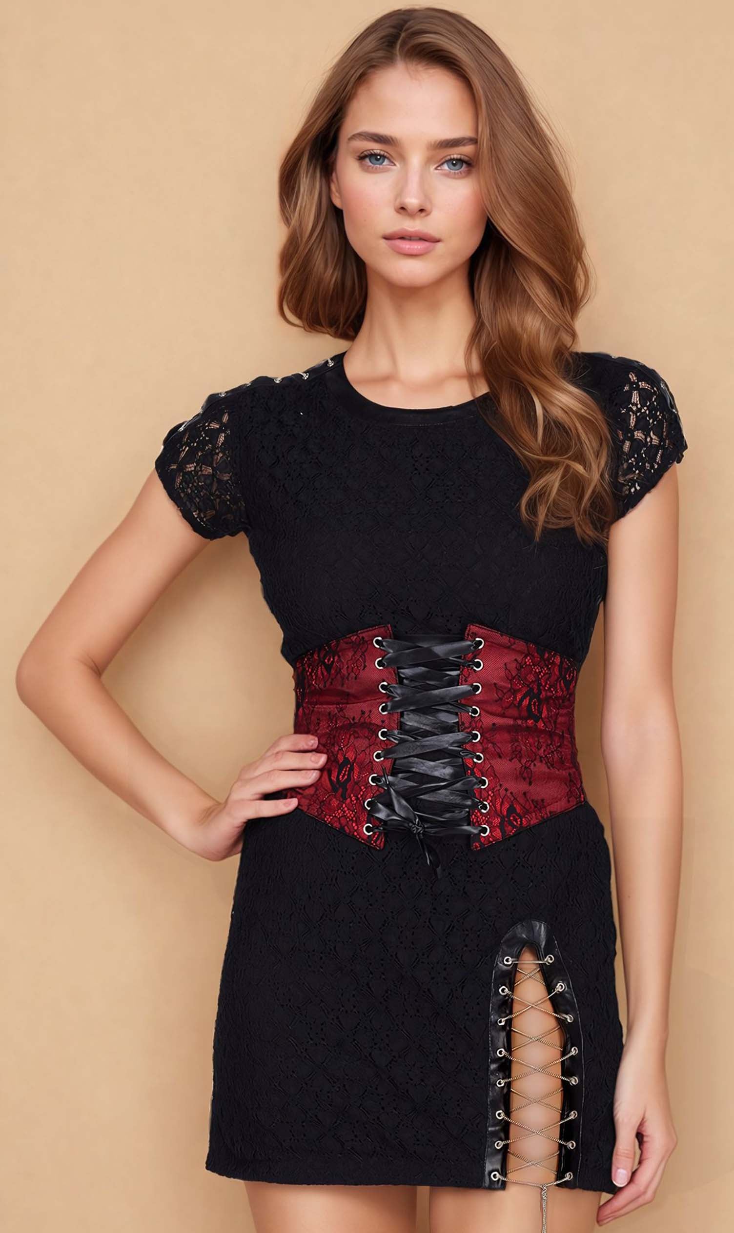 Red corset belt store