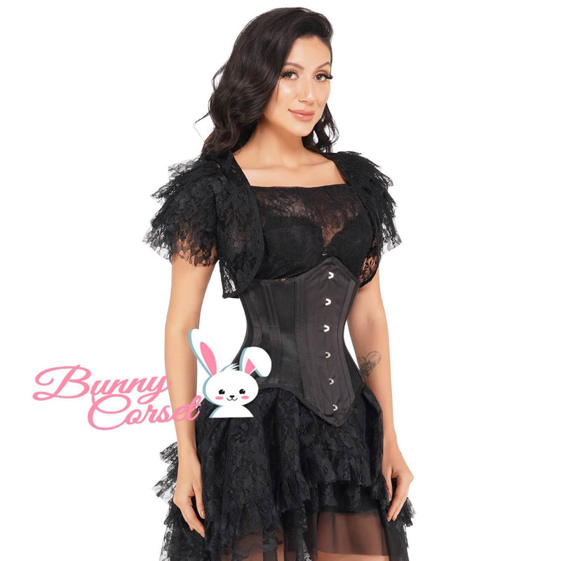 Achaziah Black Satin Corset