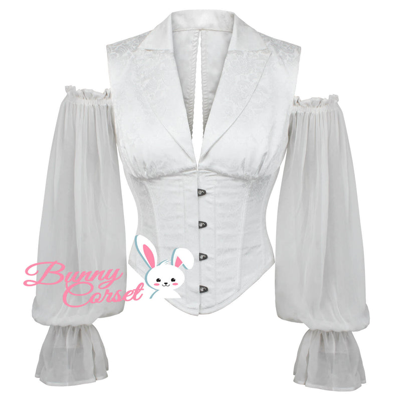 Lydia White Brocade Corset