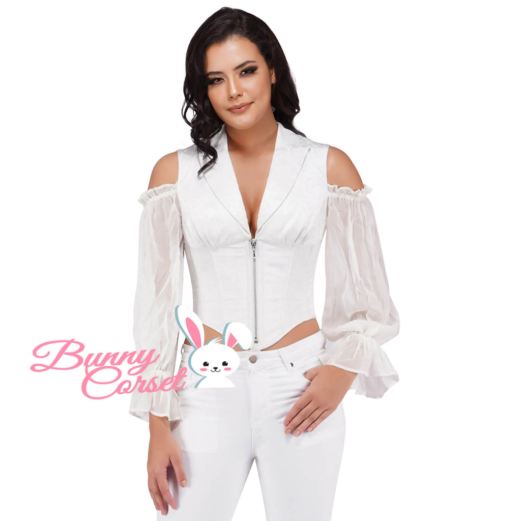 Lydia White Brocade Corset