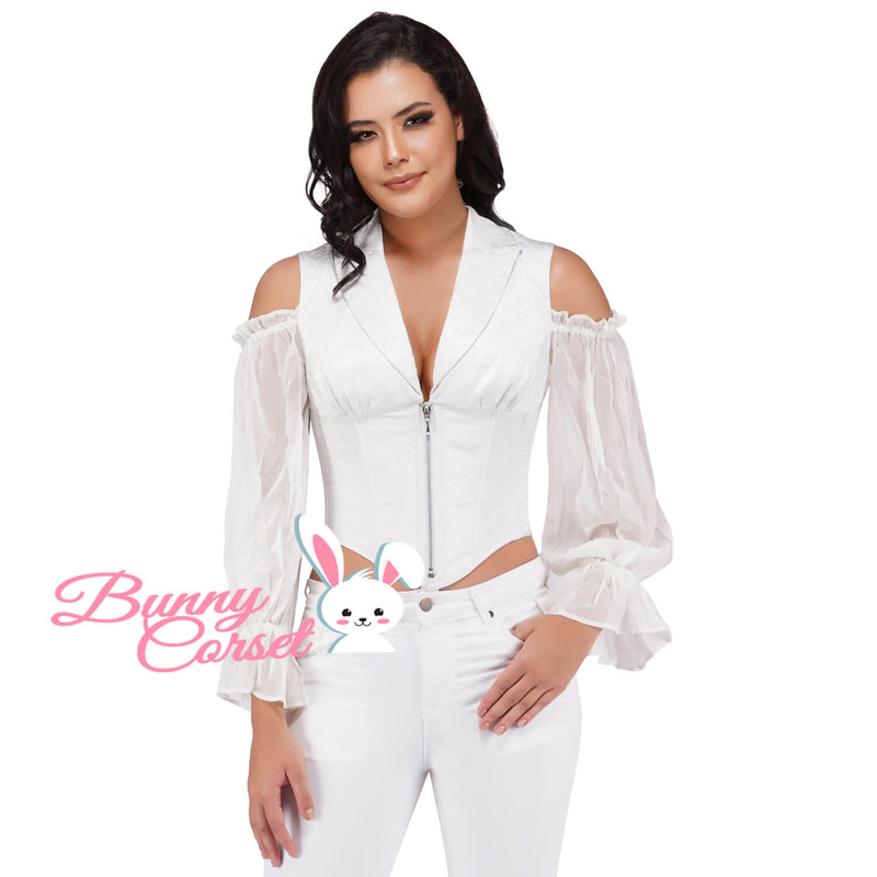 Lydia White Brocade Corset