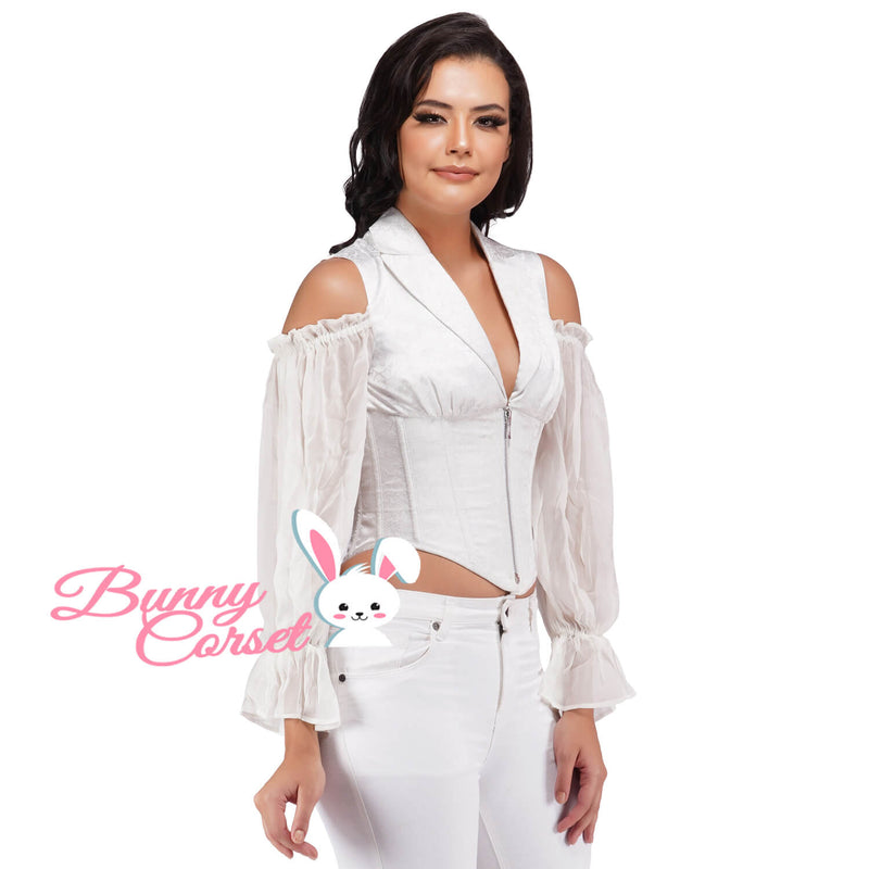 Lydia White Brocade Corset