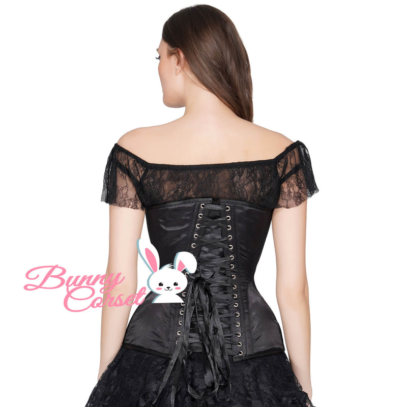 Elaina Black Satin Corset