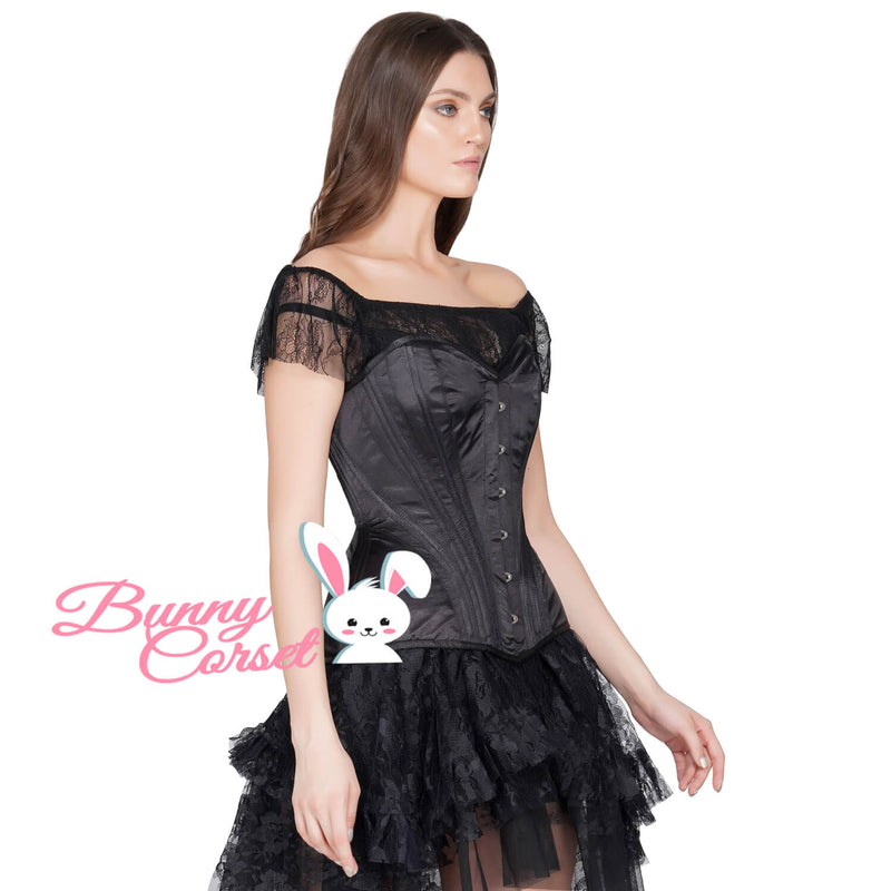 Elaina Black Satin Corset