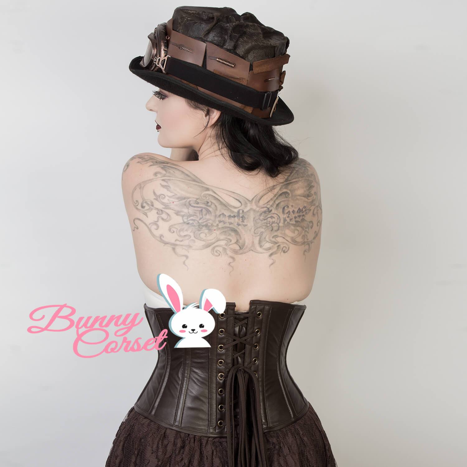 Beatrice Waspie Leather Corset – Bunny Corset