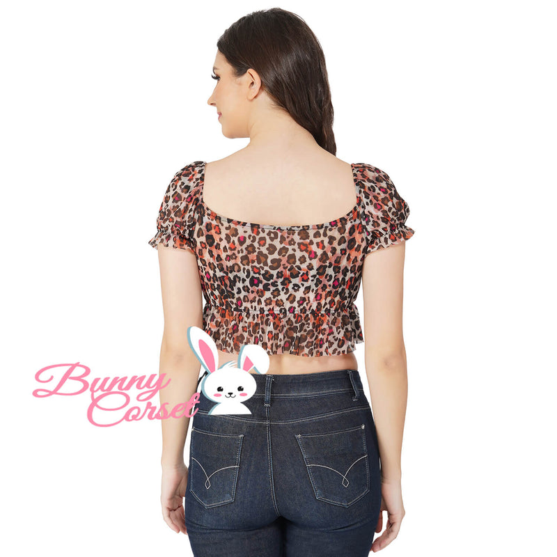 Ailsa Leopard Mesh Top