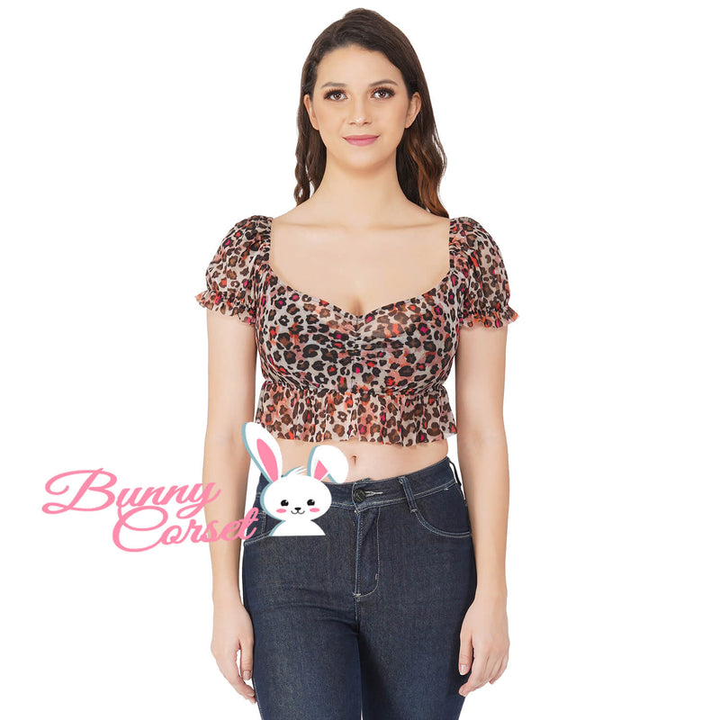 Ailsa Leopard Mesh Top