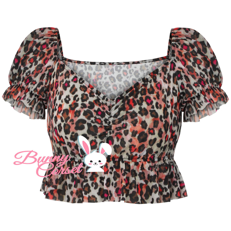 Ailsa Leopard Mesh Top