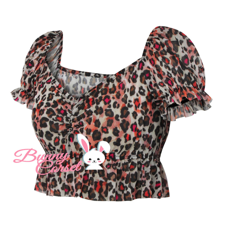 Ailsa Leopard Mesh Top