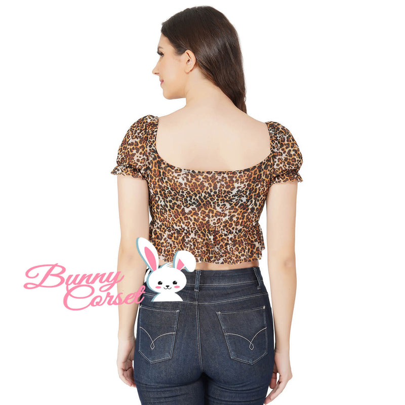 Agatha Leopard Mesh Top