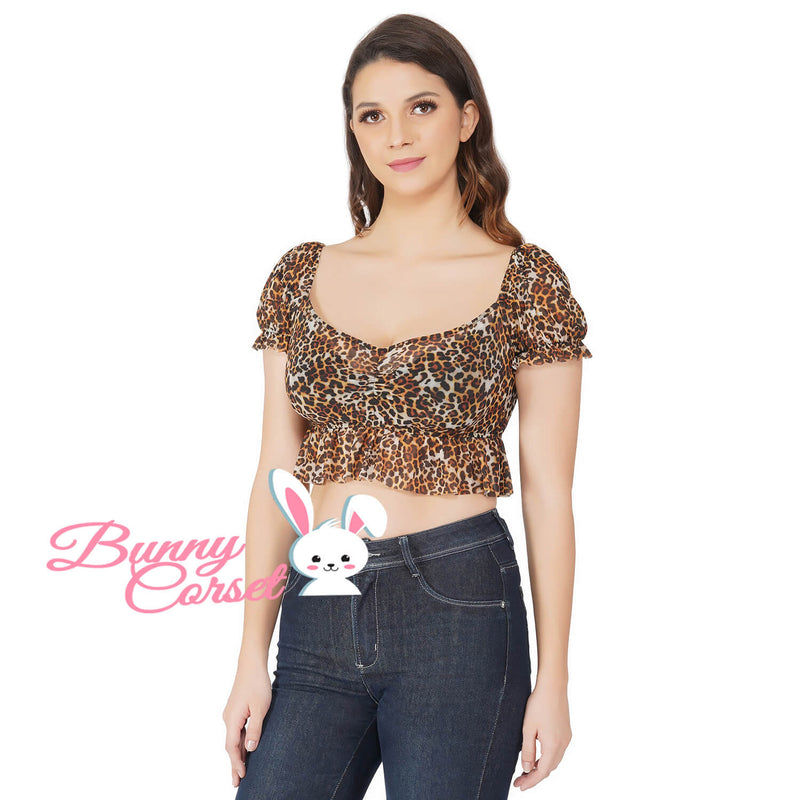 Agatha Leopard Mesh Top