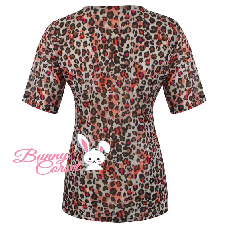 Shira Leopard Mesh Top