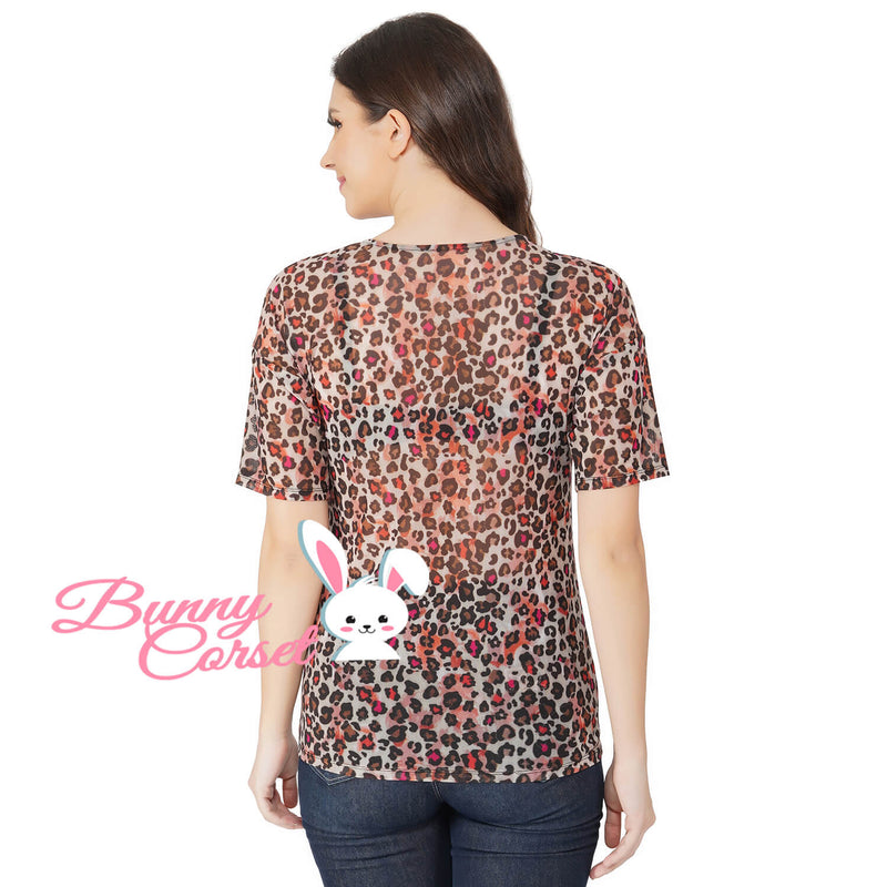 Shira Leopard Mesh Top