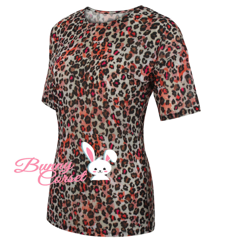 Shira Leopard Mesh Top