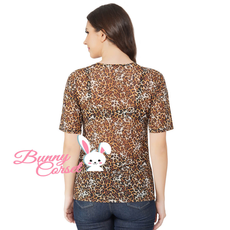Faina Leopard Mesh Top