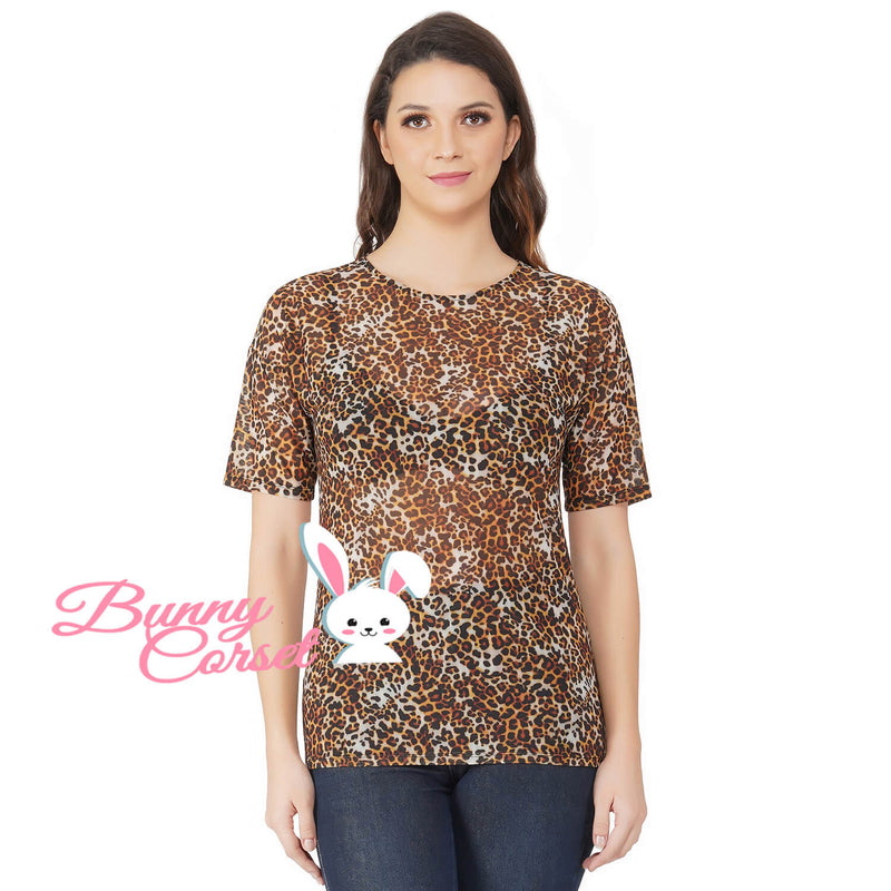 Faina Leopard Mesh Top