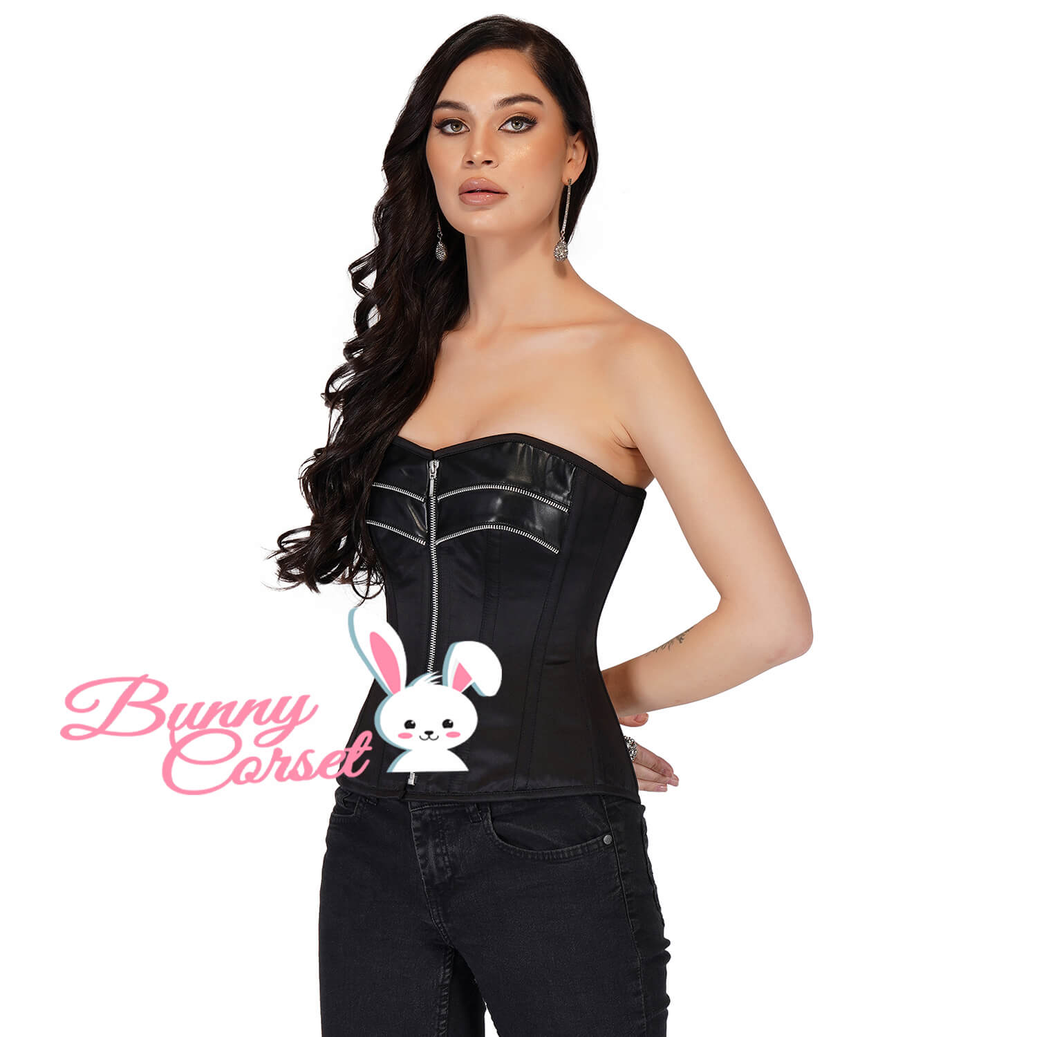 Black Satin Corset for curvy waist – Bunny Corset