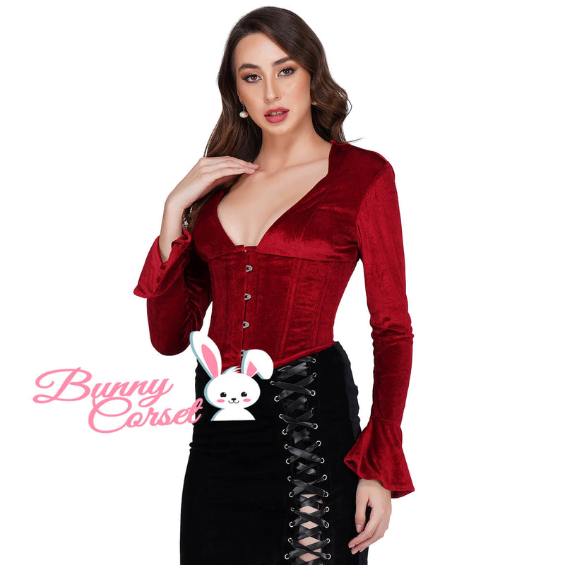 Janiela Maroon Corset Top