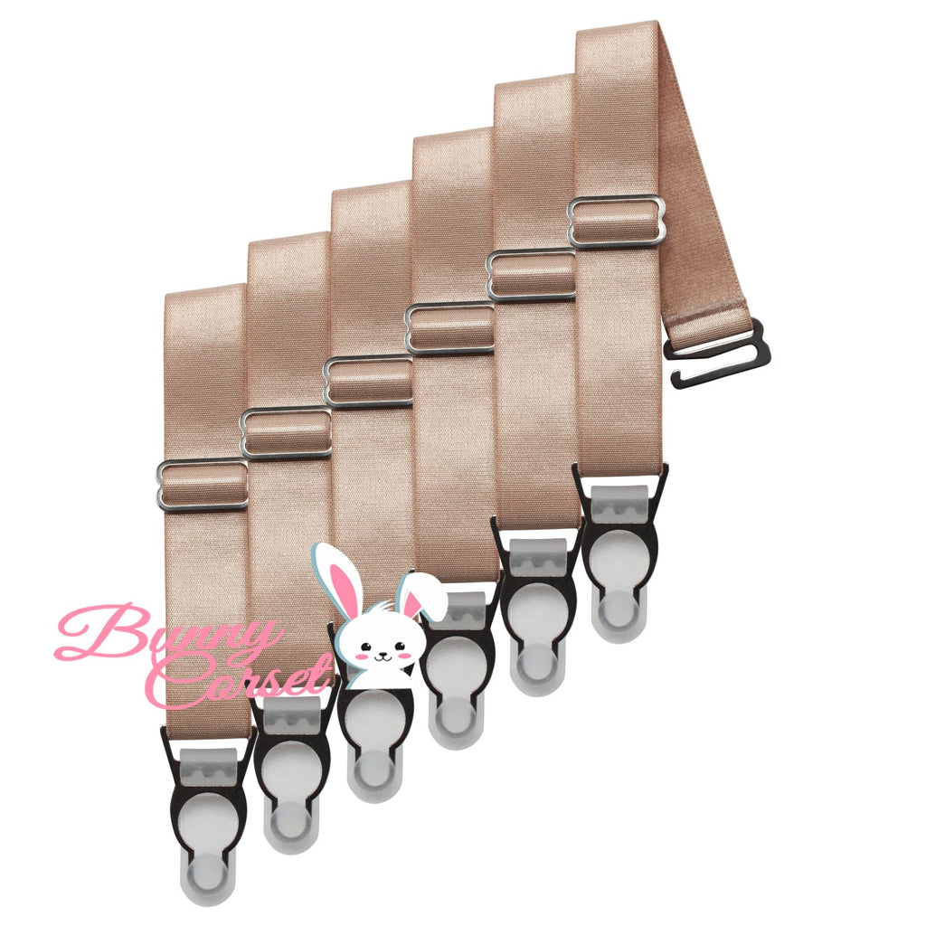 6 x Steel Suspender Clips in champagne