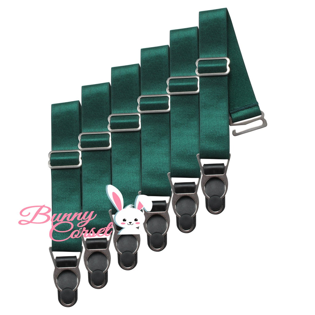 6 x Steel Suspender Clips in Green