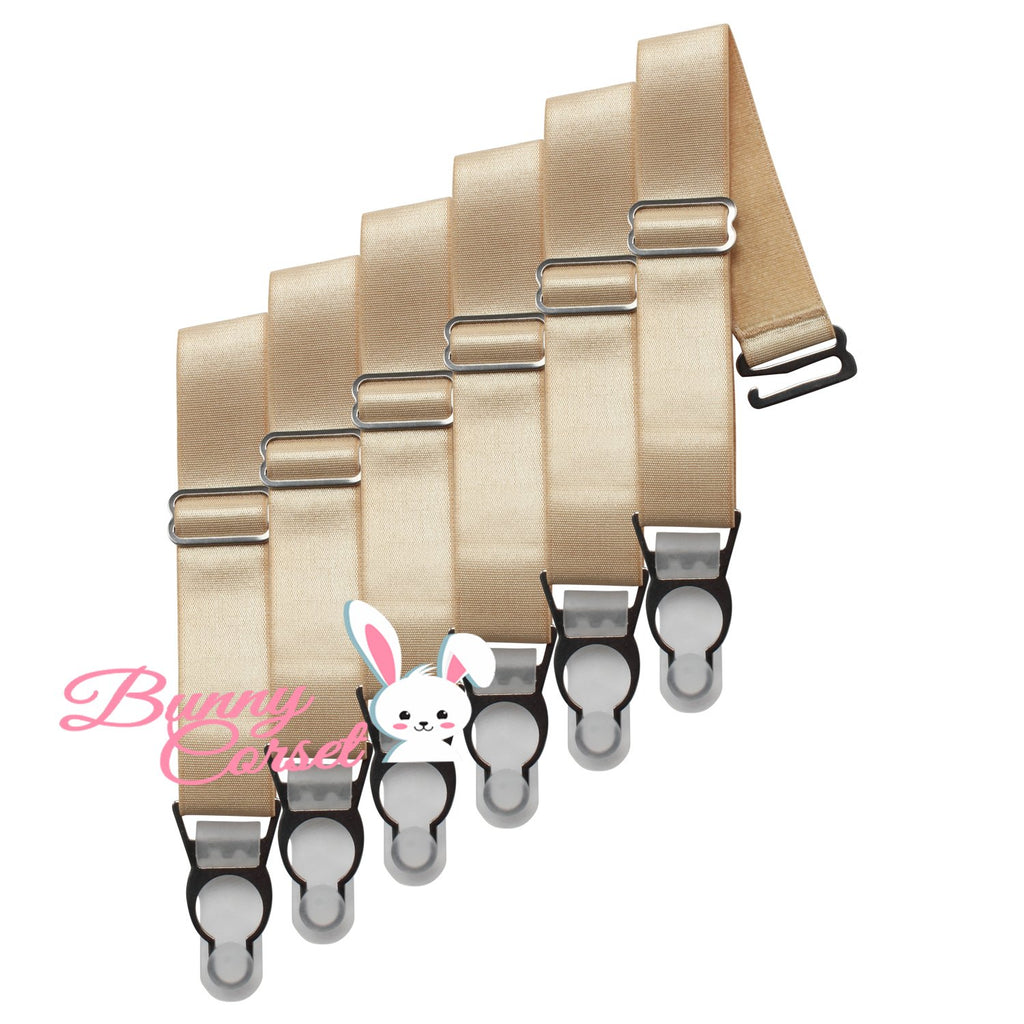 6 x Steel Suspender Clips in Gold