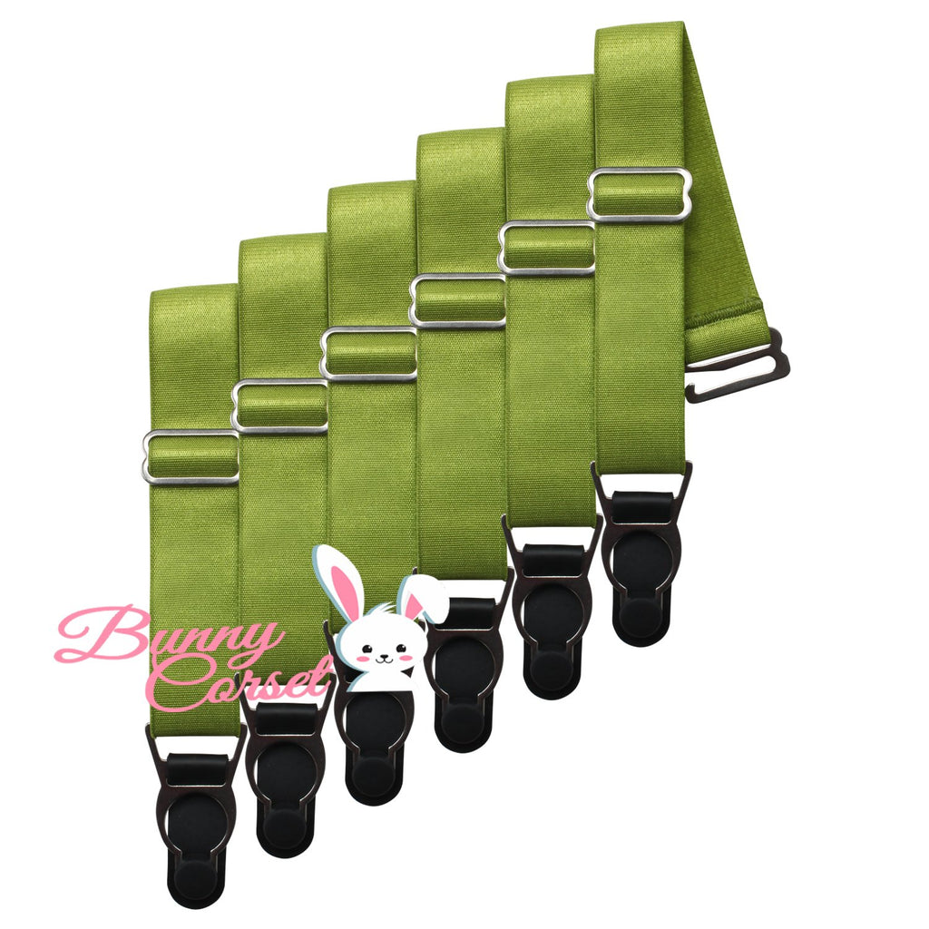 6 x Steel Suspender Clips in Olive