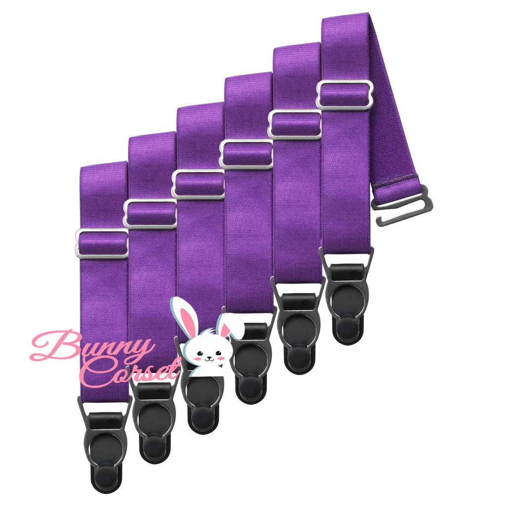 6 x Steel Suspender Clips in Purple