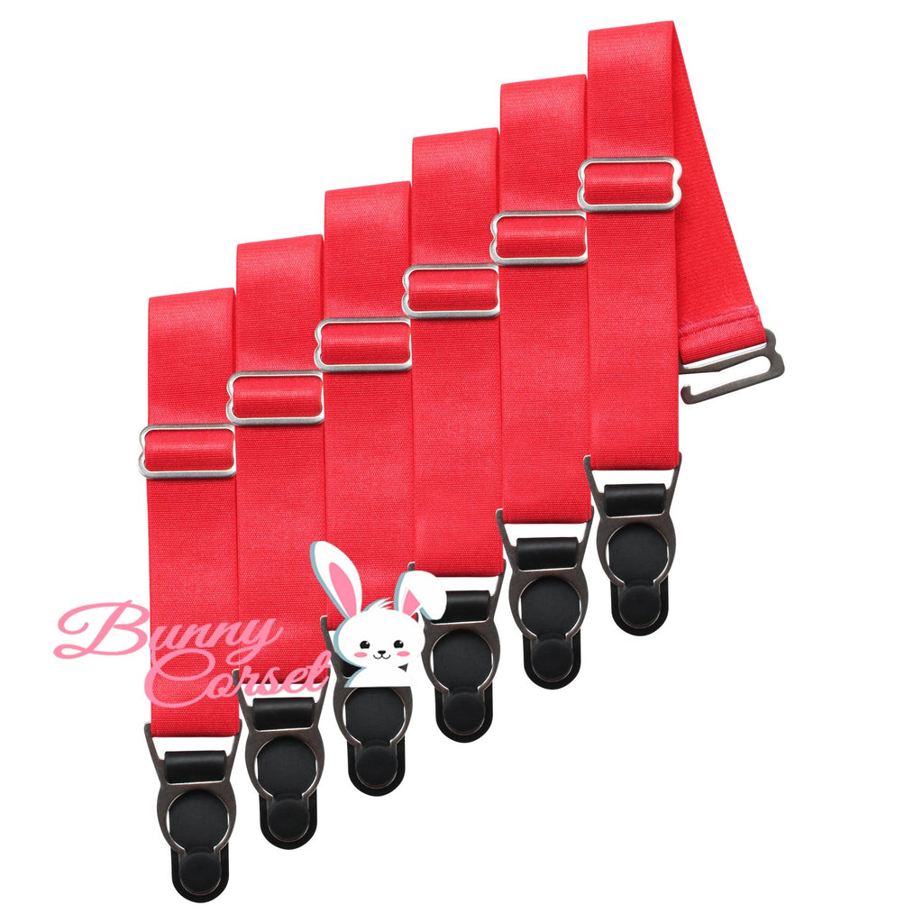 6 x Steel Suspender Clips in Red