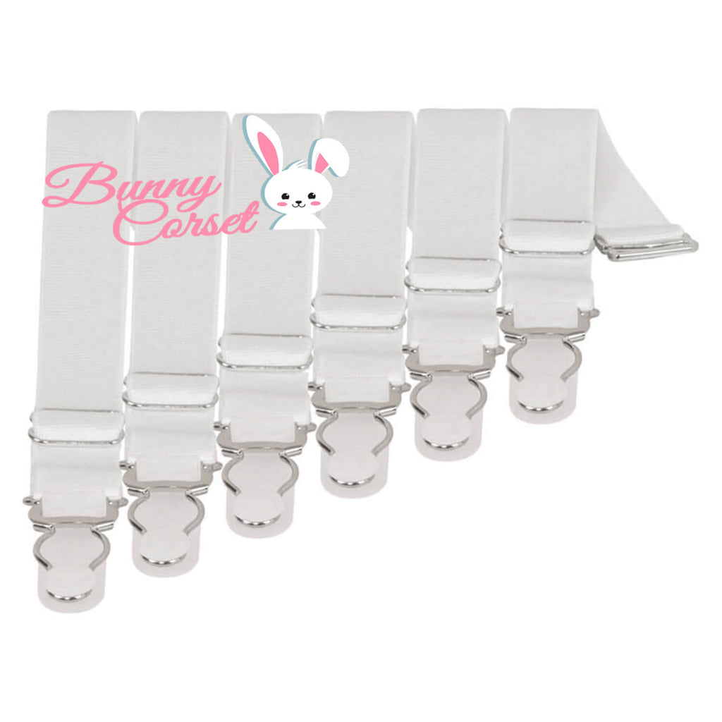 6 x Steel Suspender Clips in White